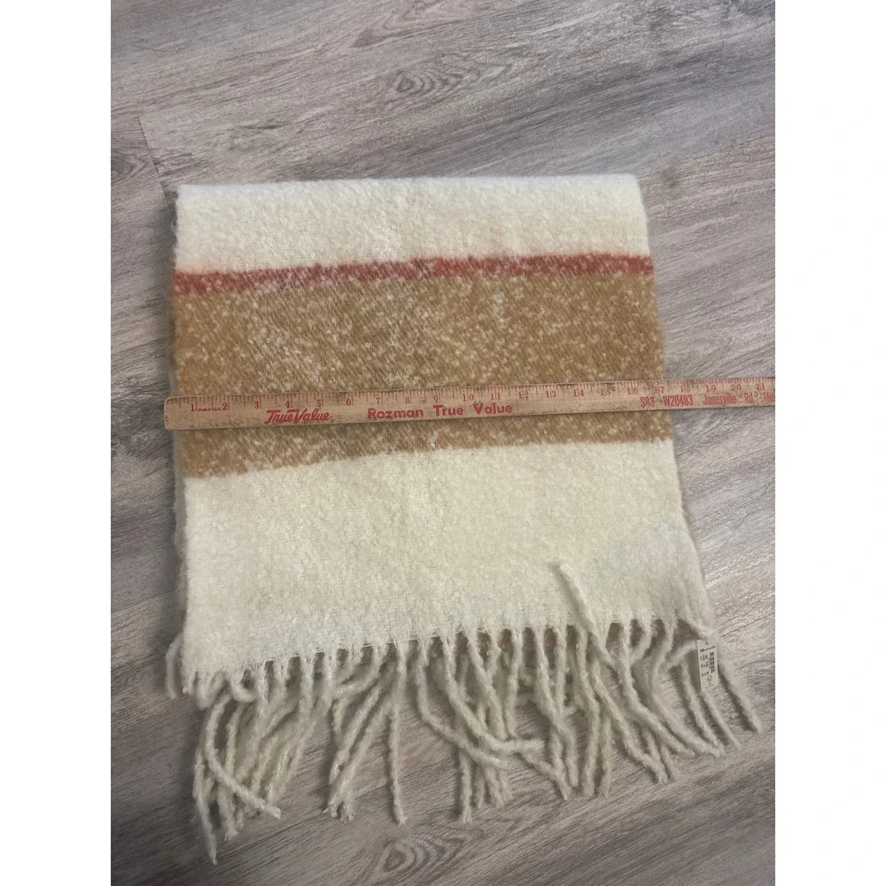 Madewell Striped Brushed Scarf Cream‎ Tan Rust NWT